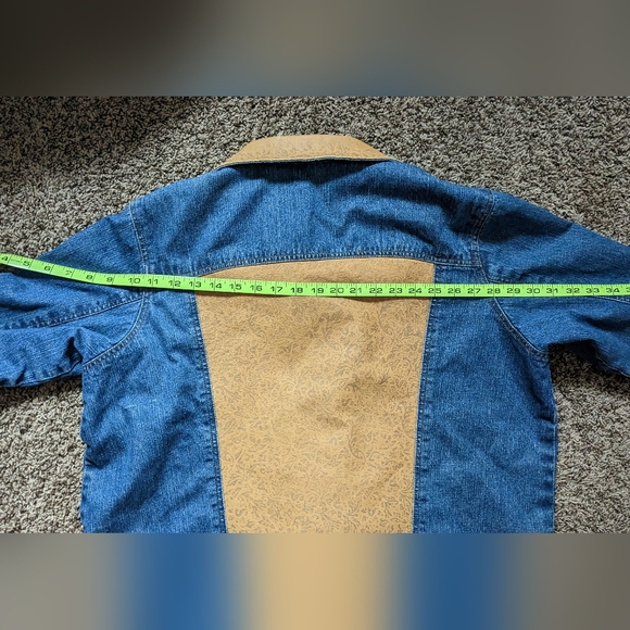 Denim & Embossed Leather Jacket - Picture 6 of 10